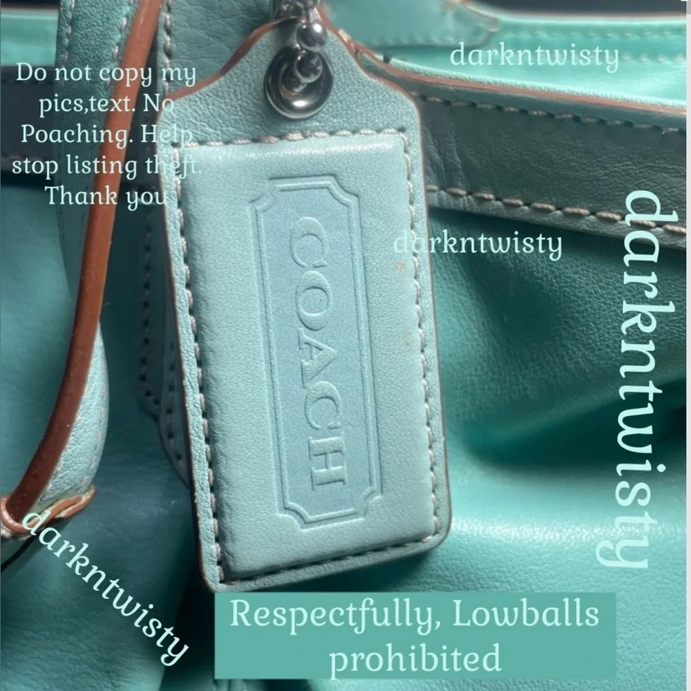 VTG Gorgeous Coach Leather Tote Robin’s Egg/Tiffany Blue NEAR PERFECT IMO Read! - Picture 10 of 12